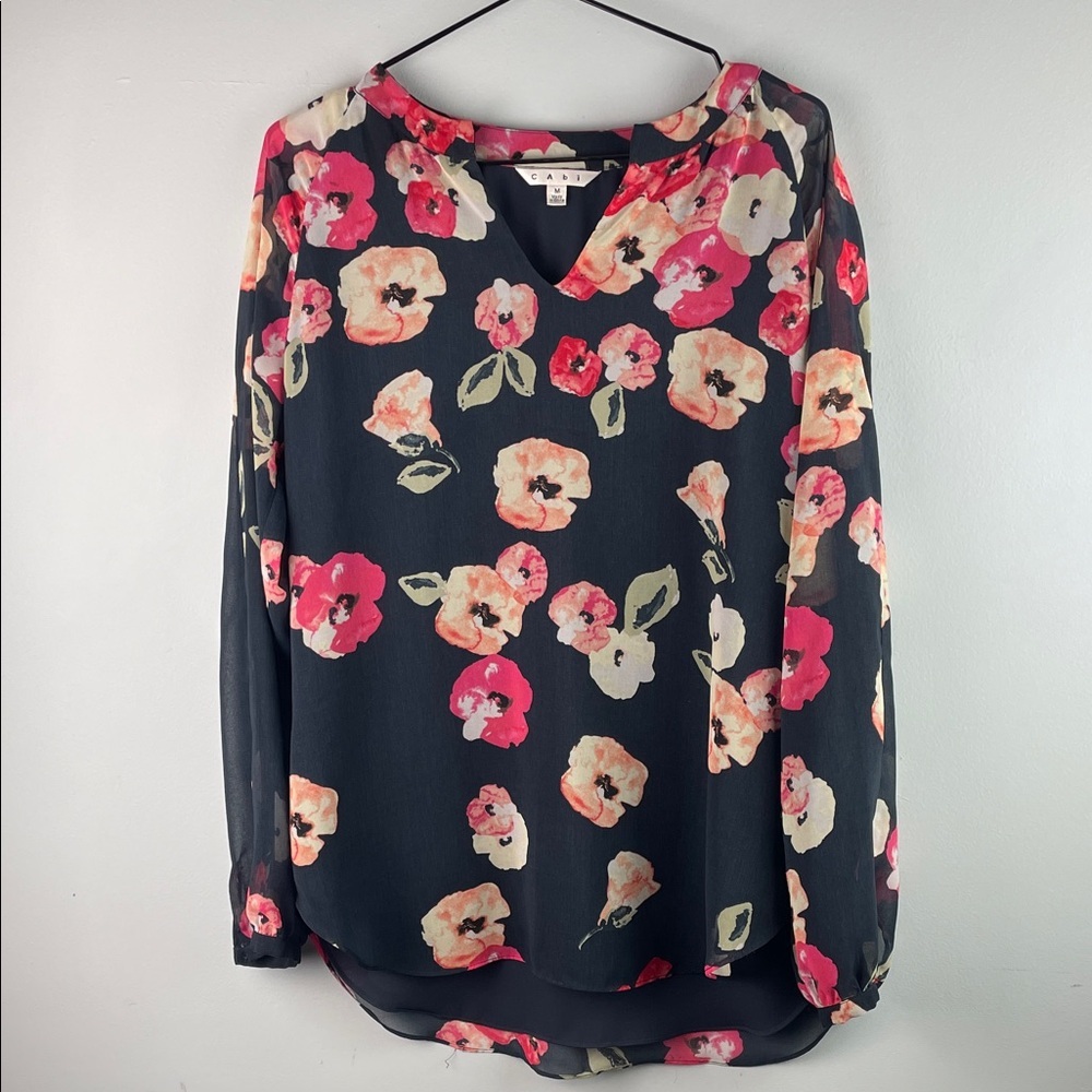Cabi #971 Floral V-Neck Women's Blouse Size M